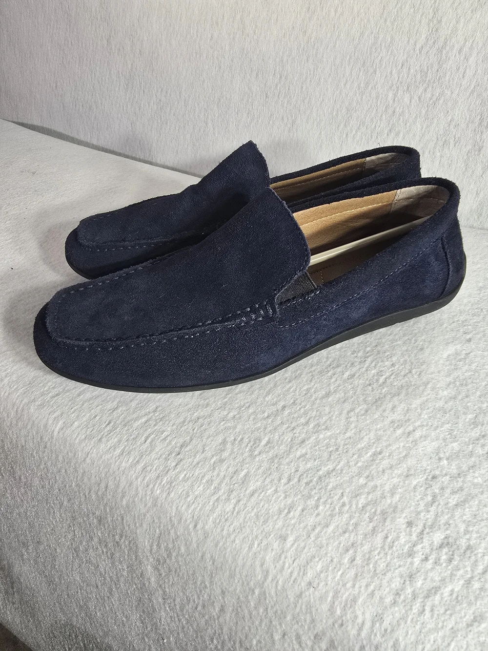 Men's Suede Slip-On Loafers in Navy From Alfani 360 Flex Size 9.5